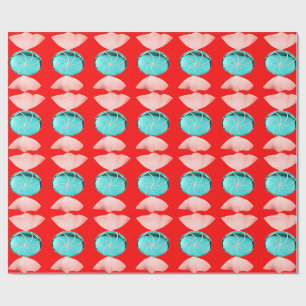 Blauw en roze Snoep op rood papier
