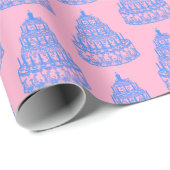 Blauw en roze snoepafdruk papier (Rol Hoek)