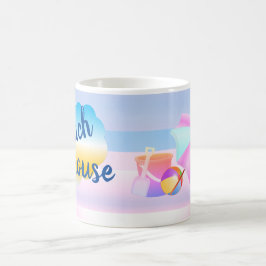 Blauw en Roze Strandhuis Mok