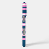 Blauw en roze streepjespatroon gepersonaliseerd Case-Mate iPhone case (Achterkant / Rechts)