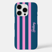 Blauw en roze streepjespatroon gepersonaliseerd Case-Mate iPhone case (Achterkant)