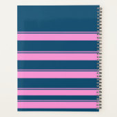 Blauw en roze streepjespatroon gepersonaliseerd planner (Achterkant)
