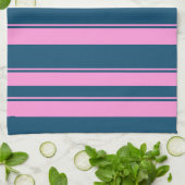 Blauw en roze streepjespatroon gepersonaliseerd theedoek (Gevouwen)