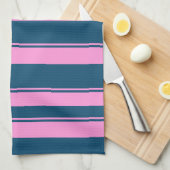 Blauw en roze streepjespatroon gepersonaliseerd theedoek (Quarter Fold)
