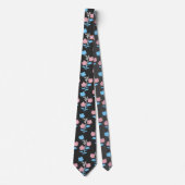 Blauw en Roze Subtiele Trans Flag Bloemen Stropdas (Voorkant)