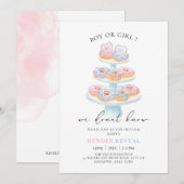 Blauw en Roze Sweet Donuts Baby Geslacht onthullen Kaart (Voorkant / Achterkant)