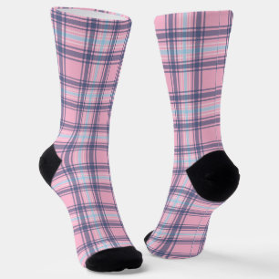 Blauw en roze Tartan Kerstmis Sokken