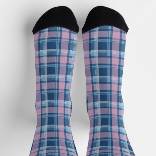 Blauw en roze Tartan Kerstmis Sokken (Top)