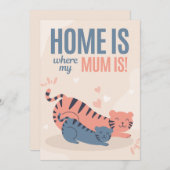 Blauw en Roze Thuis is waar mijn moeder is Moederd Feestdagenkaart (Voorkant / Achterkant)