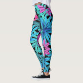 Blauw en roze tropische afdrukken leggings (Links)