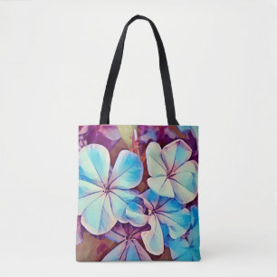 Blauw en Roze Tropische Bloemen Kunst Canvas tas