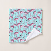 Blauw en Roze Tropische Flamingo Badkamer Handdoek (Wasdoekje)