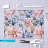 Blauw en Roze Tuinbloemen Tissuepapier (Craft)