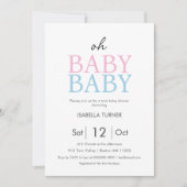 Blauw en roze | Uitnodiging voor dubbel Baby showe (Voorkant)