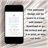 Blauw en roze | Uitnodiging voor dubbel Baby showe