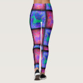 Blauw en roze Unicorn controleert epic Art Pattern Leggings (Achterkant)