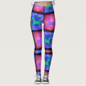 Blauw en roze Unicorn controleert epic Art Pattern Leggings (Voorkant)