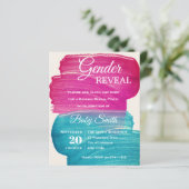 Blauw en roze Verf Smear Genderonderzoek Uitnodigi (Staand voorkant)