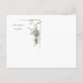 Blauw en roze vergeet me. aankondigingskaart (Achterkant)