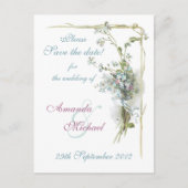 Blauw en roze vergeet me. aankondigingskaart (Voorkant)