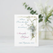 Blauw en roze vergeet me. aankondigingskaart (Staand voorkant)