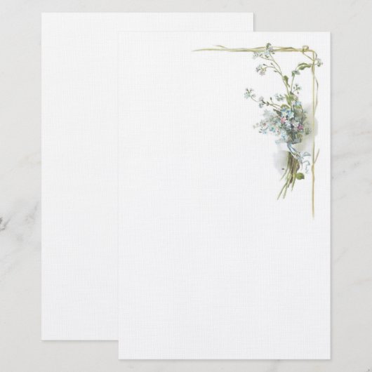 Blauw en roze vergeet me. briefpapier (Voorkant / Achterkant)