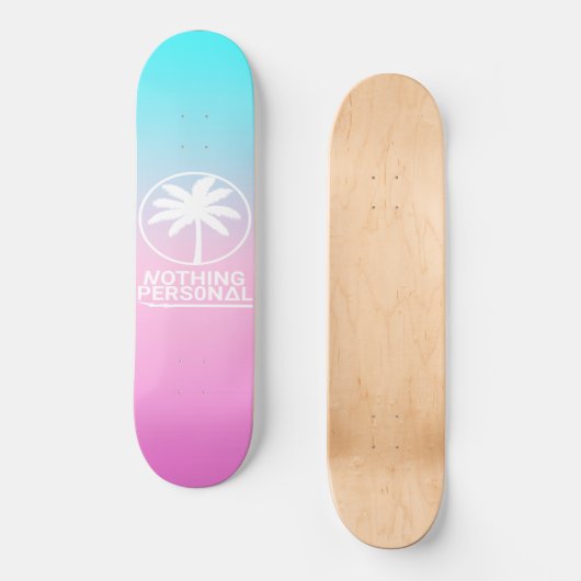Blauw en roze verloopskateboard persoonlijk skateboard (Voorkant)