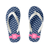 Blauw en roze vierkant monogram kinder teenslippers (Voetbed)