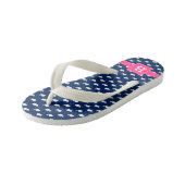 Blauw en roze vierkant monogram kinder teenslippers (Schuin)