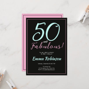 Blauw en roze "Vijftig en Fabulous" 50ste verjaard Kaart