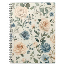 Blauw en roze vintage bloemmotief