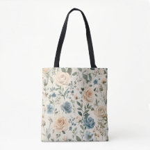 Blauw en Roze Vintage Bloemmotief