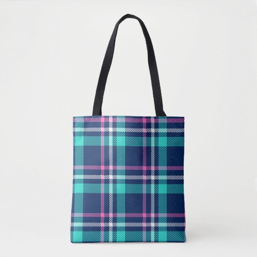 Blauw en roze vlecht tote bag (Voorkant)