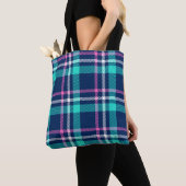 Blauw en roze vlecht tote bag (Dichtbij)