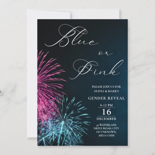 Blauw en roze vuurwerkster Vuurwerk Kaart (Voorkant)