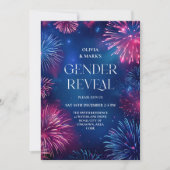 Blauw en Roze Vuurwerkvoetzoeker Gender Reveal Kaart (Voorkant)