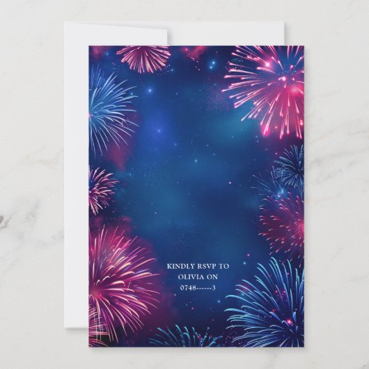 Blauw en Roze Vuurwerkvoetzoeker Gender Reveal Kaart (Achterkant)