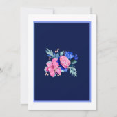 Blauw en Roze Waterverf Bloemen  Bruiloft Kaart (Achterkant)