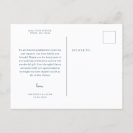 Blauw en Roze Waterverf dank u briefkaart