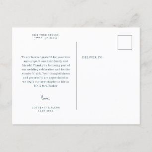 Blauw en Roze Waterverf dank u briefkaart