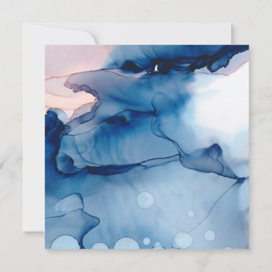 ~ Blauw en roze Waterverf Elegant Trendy Wedding Kaart (Achterkant)