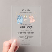 Blauw en roze Waterverf Gender Acryl Uitnodiging (Insitu (Draagbaar))