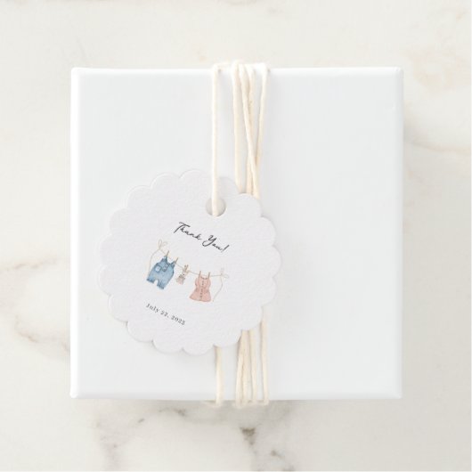 Blauw en Roze Waterverf Geslacht Onthullen Gunst T Bedankjes Labels (In situ)