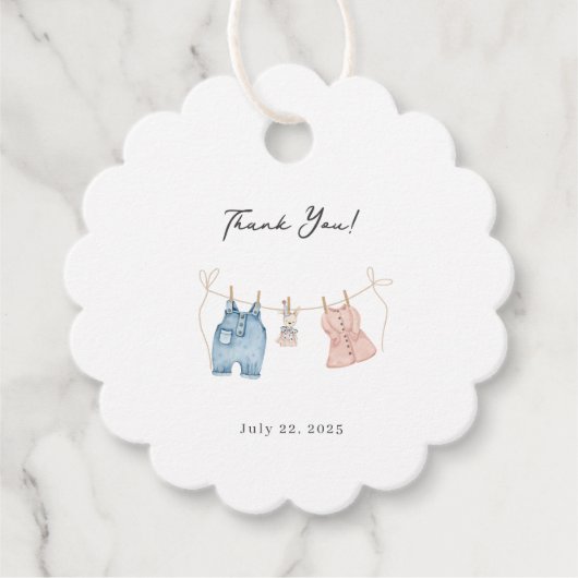 Blauw en Roze Waterverf Geslacht Onthullen Gunst T Bedankjes Labels (Voorkant)