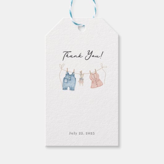 Blauw en Roze Waterverf Geslacht Onthullen Gunst T Cadeaulabel (Voorkant)