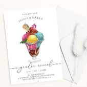 Blauw en Roze Waterverf Ice Cream Gender Reveal Kaart