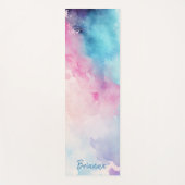Blauw en roze Waterverf op maat Yogamat (Voorkant)