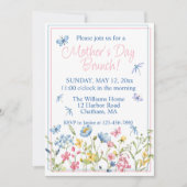 Blauw en Roze Wildflower Garden Moederdag Brunch Kaart (Voorkant)