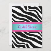 Blauw en roze, Zebra Bridal Shower Invitation Kaart (Achterkant)
