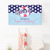 Blauw en Roze, Zeeman, Nautische Verjaardag Spandoek (Insitu)